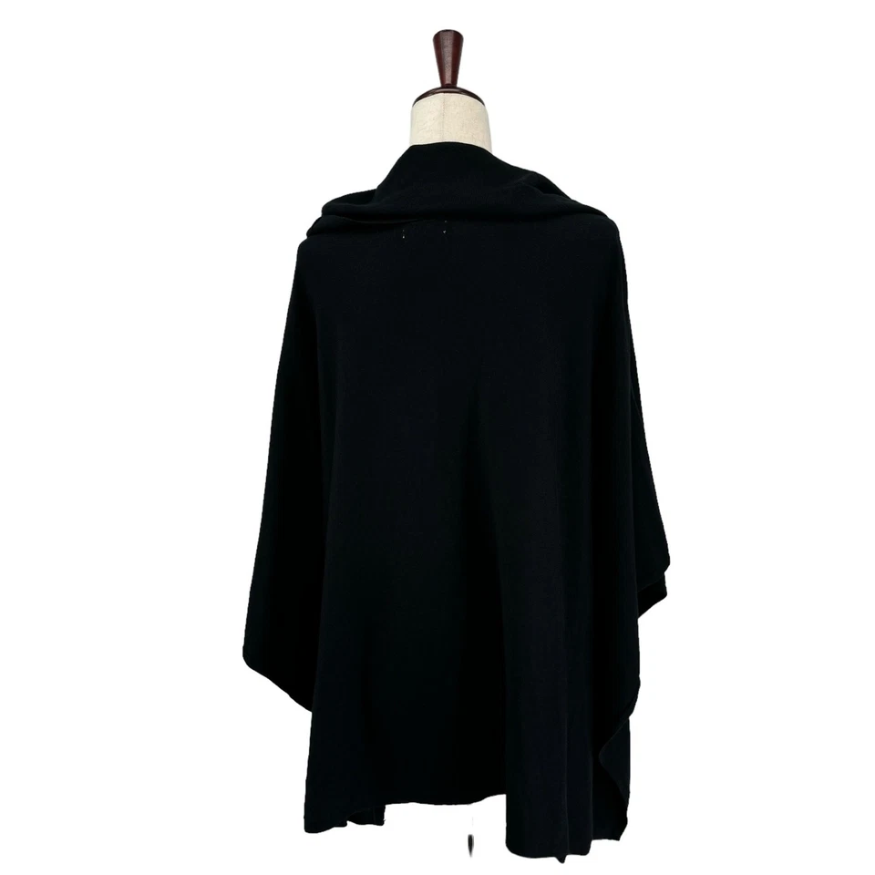 Charter Club Suéter Tejido Poncho L/XL Negro Profundo Capucha Cuello Pullover Calce Suelto Foto 3 de 4