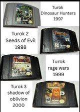 Nintendo 64 Turok Game Set Of 4- Turok, Turok 2, Turok 3, Rage Wars Set Lot