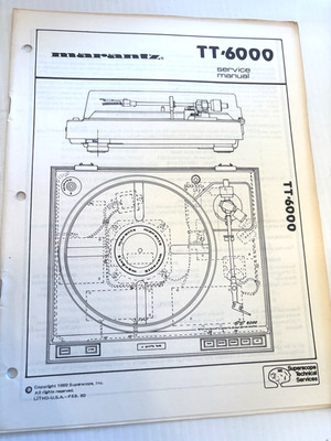 Marantz TT6000 TT6000 Record Player / Turntable Service Manual   *Original*