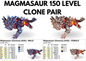 Magmasaur 150 Level Clone Pair Ark Survival Ascended Official PVE