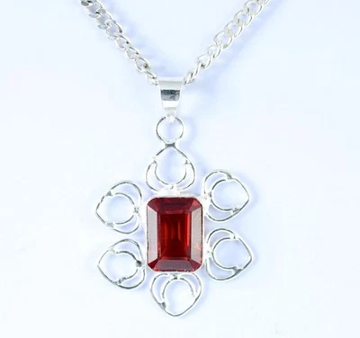 Pendentif naturel 11,79 ct Padparadscha orange saphir émeraude pierres... - Photo 1/4