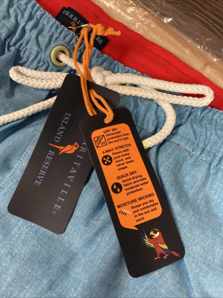 Margaritaville Men’s Swim Trunks Beach Shorts Hibiscus Print Size L Blue New - Image 2 of 4