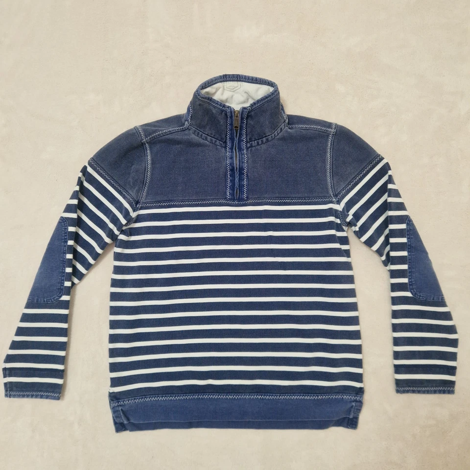 Fat Face Airlie Sweater Hombres S Azul Medianoche Raya 1/4 Cremallera Parche ... - Imagen 2 de 4