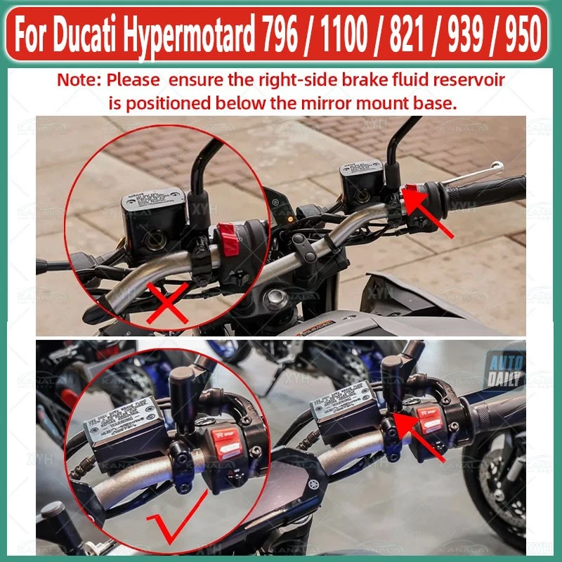 Mirrors Wing Adjustable Rotating Rearview Mirror For Ducati Hypermotard 796 821 Foto 2 de 4