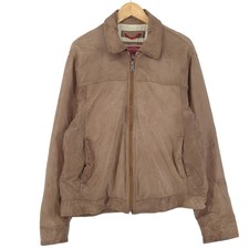 Vintage Tommy Hilfiger Leather Jacket Men Full Zip Beige Tm4 Size 52