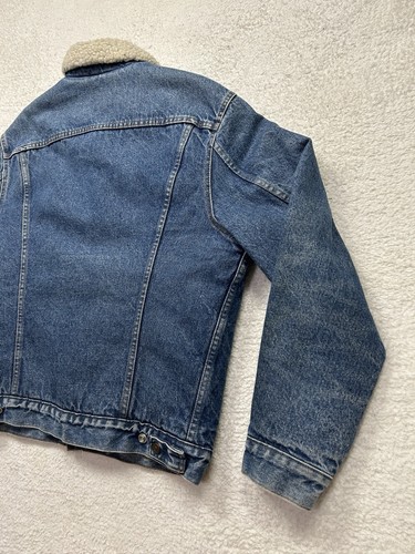 Vintage Levis Jacket Mens 42 L Long Denim Sherpa Lined 1980s Made In USA - Picture 7 of 12