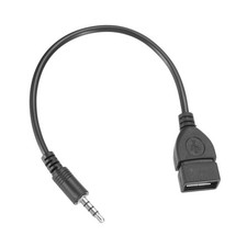 Aux to USB Cable, 3.5mm Male Audio Aux Jack Plug to USB 2.0 Female, Black