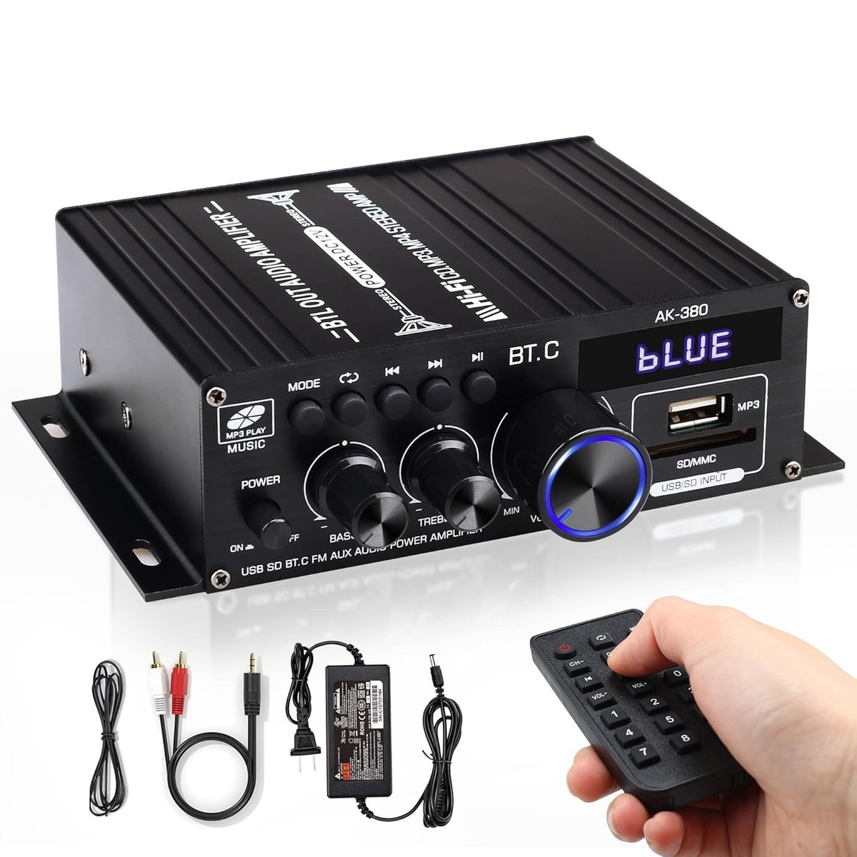 AK-380 Bluetooth Amplifier with Remote Control Function, 2.0