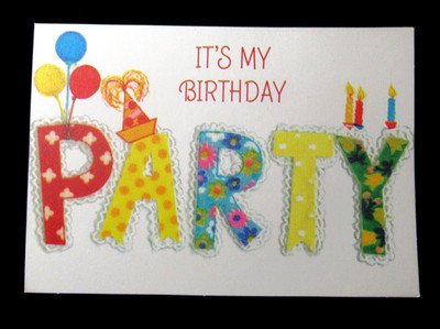 Vintage It's My Birthday Party Invitation Postcard and Envelop