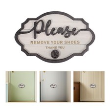 2 Pcs Wooden Shoes Off Sign Rustic Please Remove Your Shoes For Front Door Decor