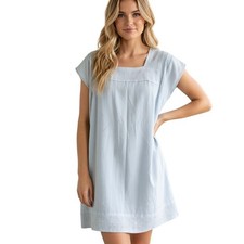 Dylan Calle Dress Nalu Nantucket Mini Dress Women's Medium Light Blue Cap Sleeve