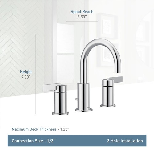 Moen T6222 Cia 1.2 GPM Widespread Bathroom Faucet - Black - Bild 8 von 12