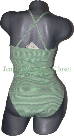 NUEVO CON ETIQUETAS SHOSHANNA Traje de baño P/S C copa rayas blanco lima volantes alta gama diseñador lujo Foto 2 de 3