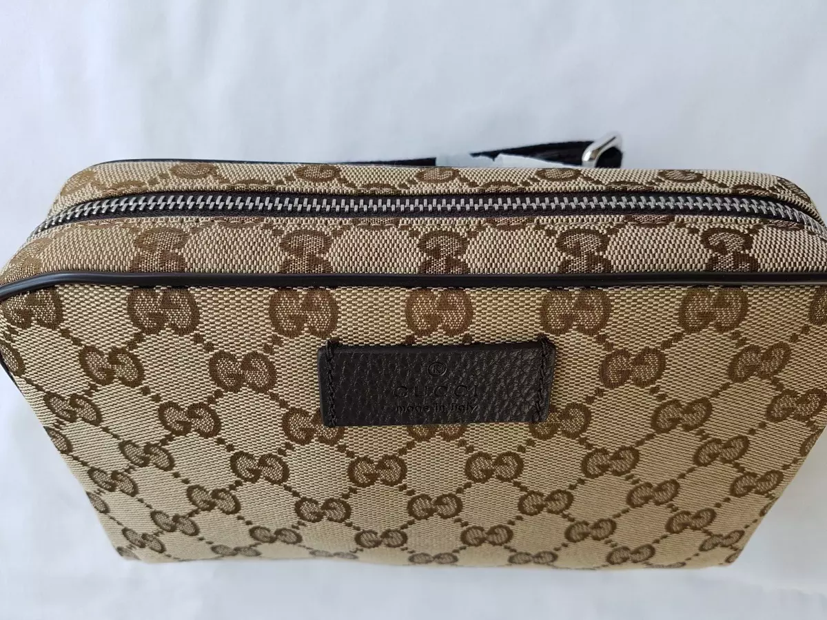 GUCCI GG SUPREME CANVAS SMALL BELT BAG IN BEIGE/BLACK ADJUSTABLE BELT BNWT