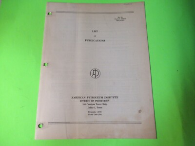 API LIST OF PUBLICATIONS BOOKLET OIL DRILLING | eBay