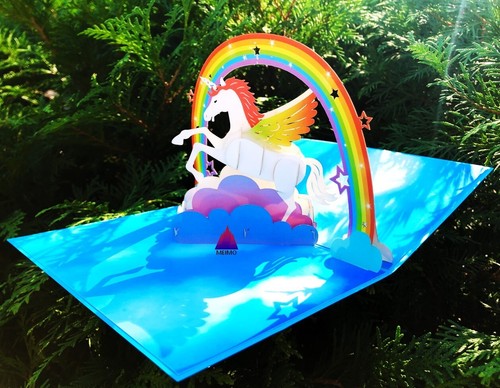 3D Pop Up Greeting Card Unicorn Handmade Birthday Thank You School Party Kids - Picture 4 of 7