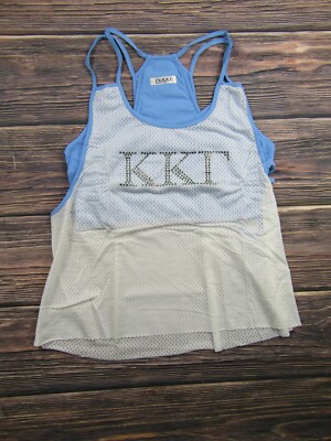 NUYU NEW Womens XL White Kappa Kappa Gamma KKG Sorority Mesh Tank Top Nukini