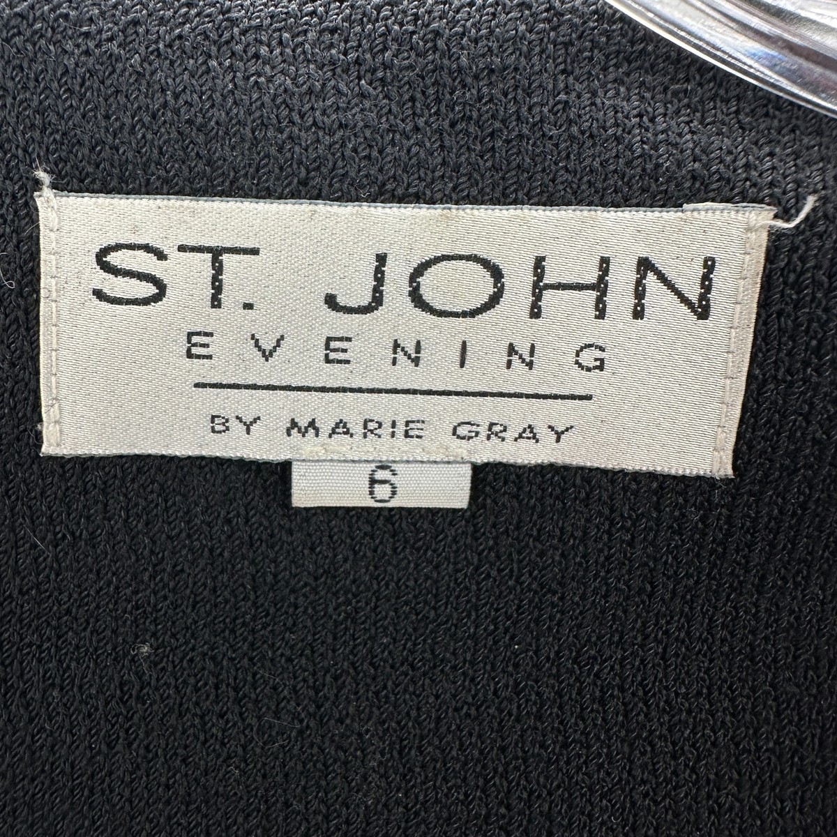 St John Evening Jacket 6 Black Sequin Marie Gray Long Sleeve  