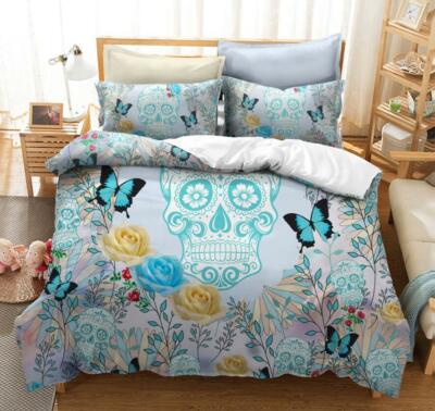 3D Grüner Schädel NAM92361 Bett Kissenbezüge Decke Bettdecke Abdeckung Set Fay