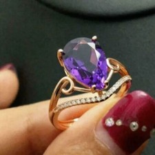 Women's Cocktail Engagement Ring 2.5ct Pear Cut Lab Created Amethyst 925 Silver