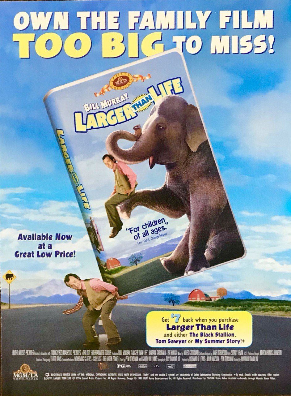 1997 MAGAZINE AD for MGM/UA Family Treasures Video Larger Than Life