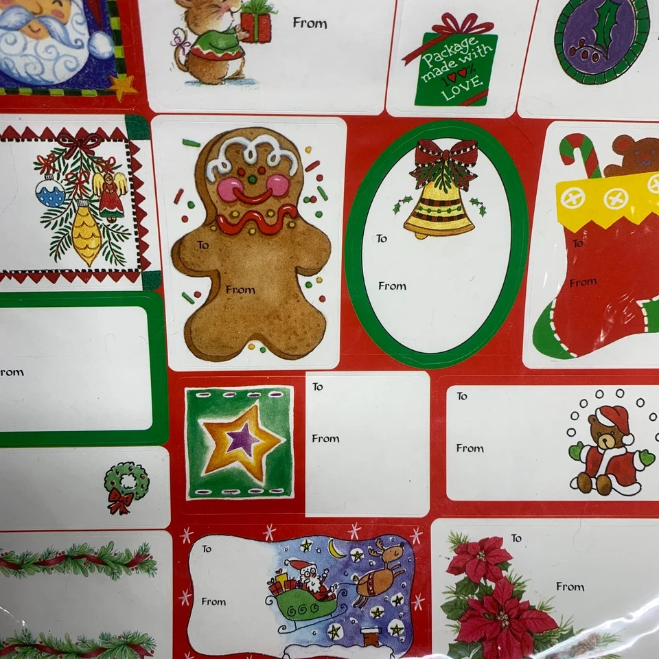 Vintage Lot 200+ Self Adhesive Holiday Christmas Gift Tags New in Package Sealed - Image 4 of 4