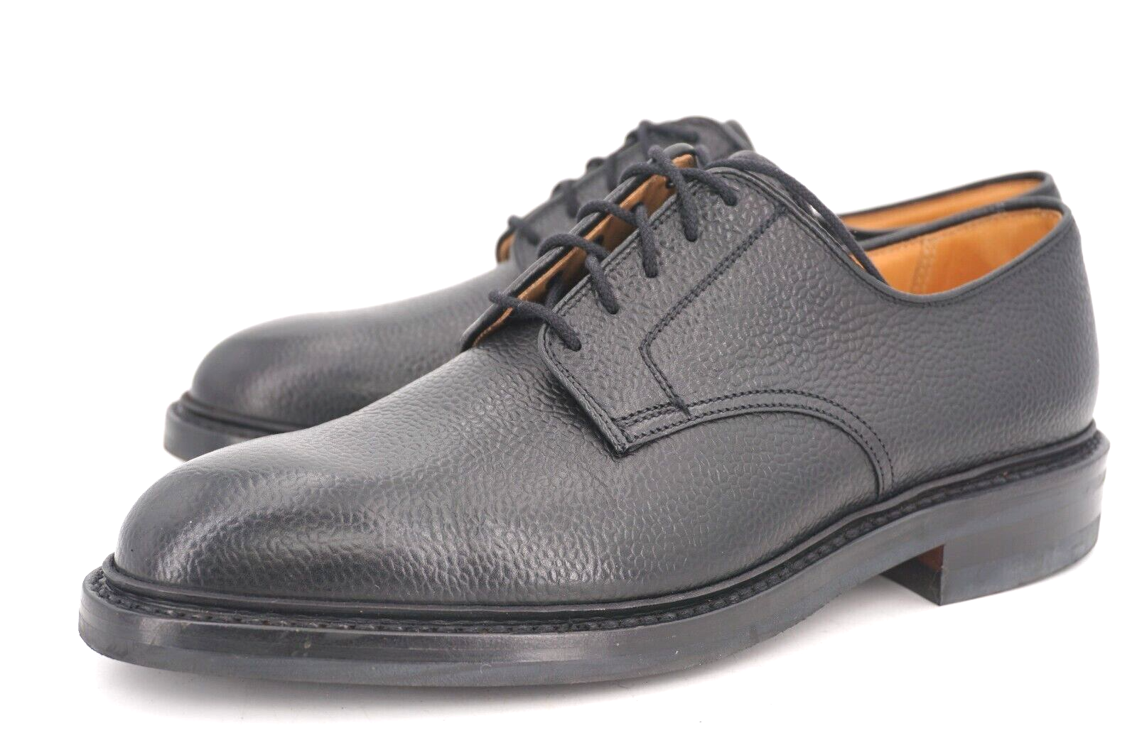 SAOLA INDOSSATO 1x $685 CROCKETT & JONES GRASMERE UK 6 US 7 DERBY NERO SCOTCHGRAIN