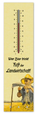 Kult-Thermometer + Schlüsselhalter - Bier Landwirtschaft - Alu Innen+Aussen T022