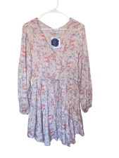 NEW Cozy Co By Cozy Casual Boho Chic Anthro Floral Lavender Dress Size Large NWT