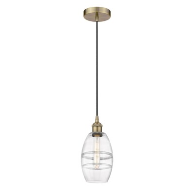 Innovations 616-1P Vaz 1Lt 6'' Cord Mini Pendant, AB/Clear - 616-1P-AB-G557-6CL