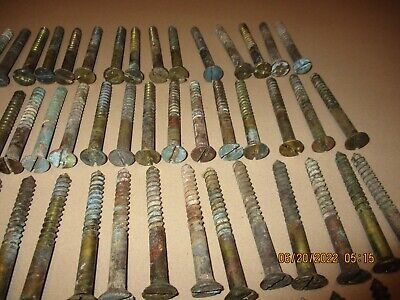 Buy RARE FIND! 100 SOLID BRONZE FLAT SLOTTED HEAD WOOD SCREWS, 3 LONG X #16, USED