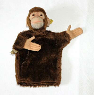 Steiff Hand-Jocko  Nr.317 mit Fahne und silbernem Knopf, made in US-Zone