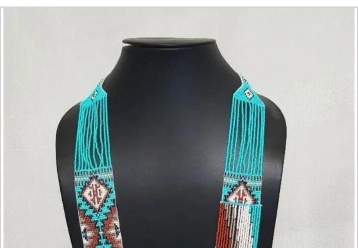 Collar Hecho a Mano Semilla Cuentas Boho Estilo Americano Nativo Cuentas Multi Hilo Foto 2 de 4