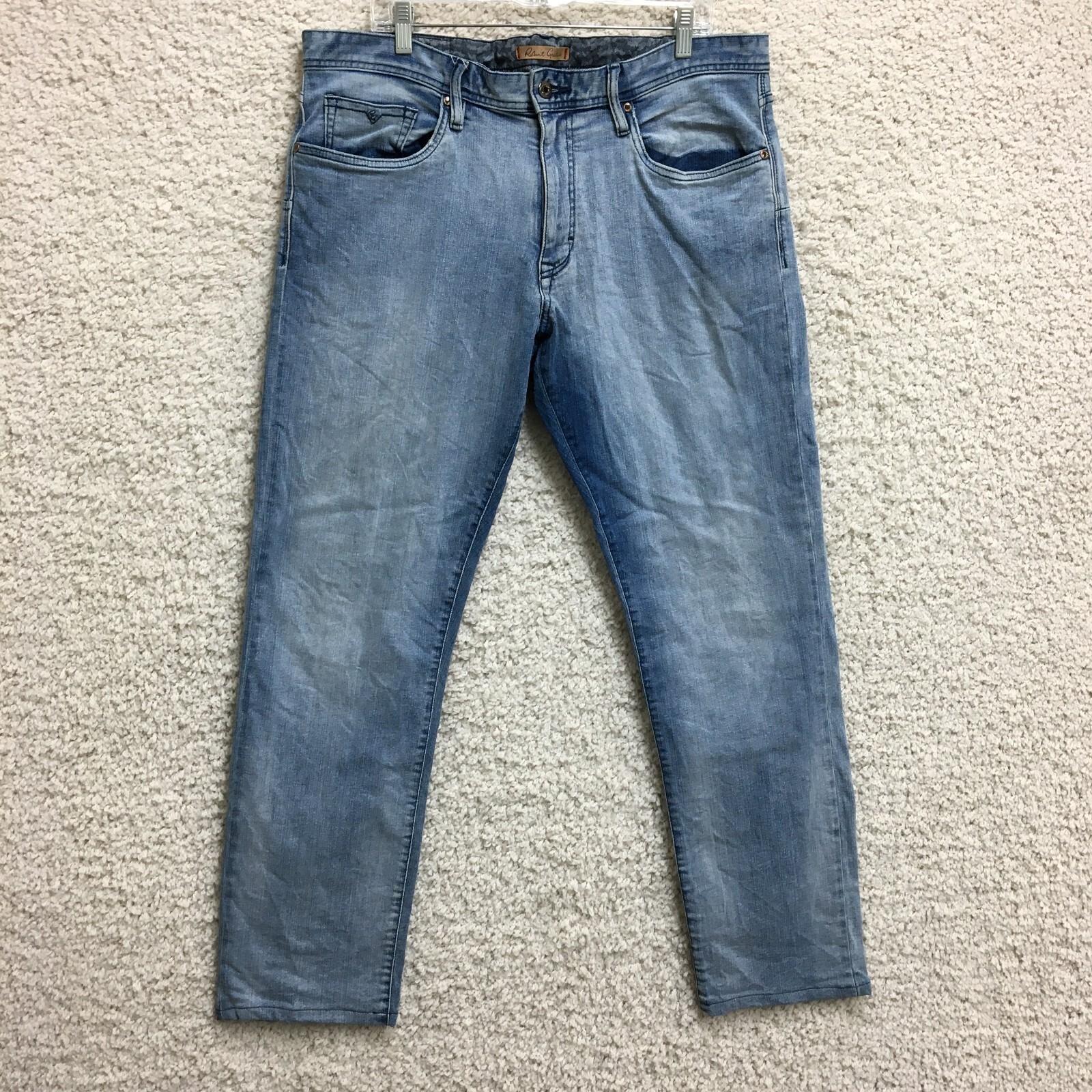 Robert Graham Men's Blue Straight Leg Jeans 38x32 Medium Wash Modern Fit