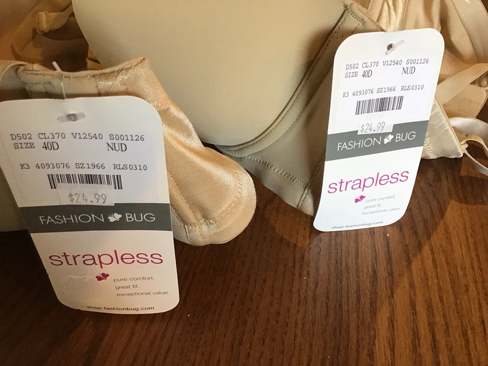 Sujetadores con aros sin tirantes de nailon desnudo 2-Fashion Bug para damas talla 40 D Foto 2 de 3