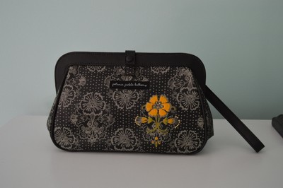 Petunia Pickle Bottom Cross Town Clutch Diaper Changing Pad Black Yellow Floral