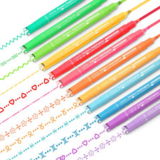 12 Colored Curve Highlighter Pen Set, 10 Different Shapes Dual Tip Marker Highli