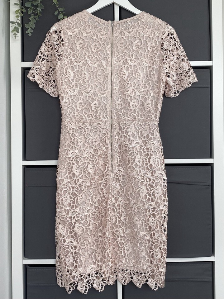 Coast Crochet Lace Dress Size 10 Pink/blush Lined Occasion Wedding