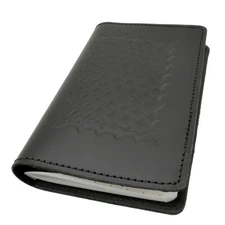 Basketweave Leather Calendar Cover Case Book Style Pocket Planner Holder