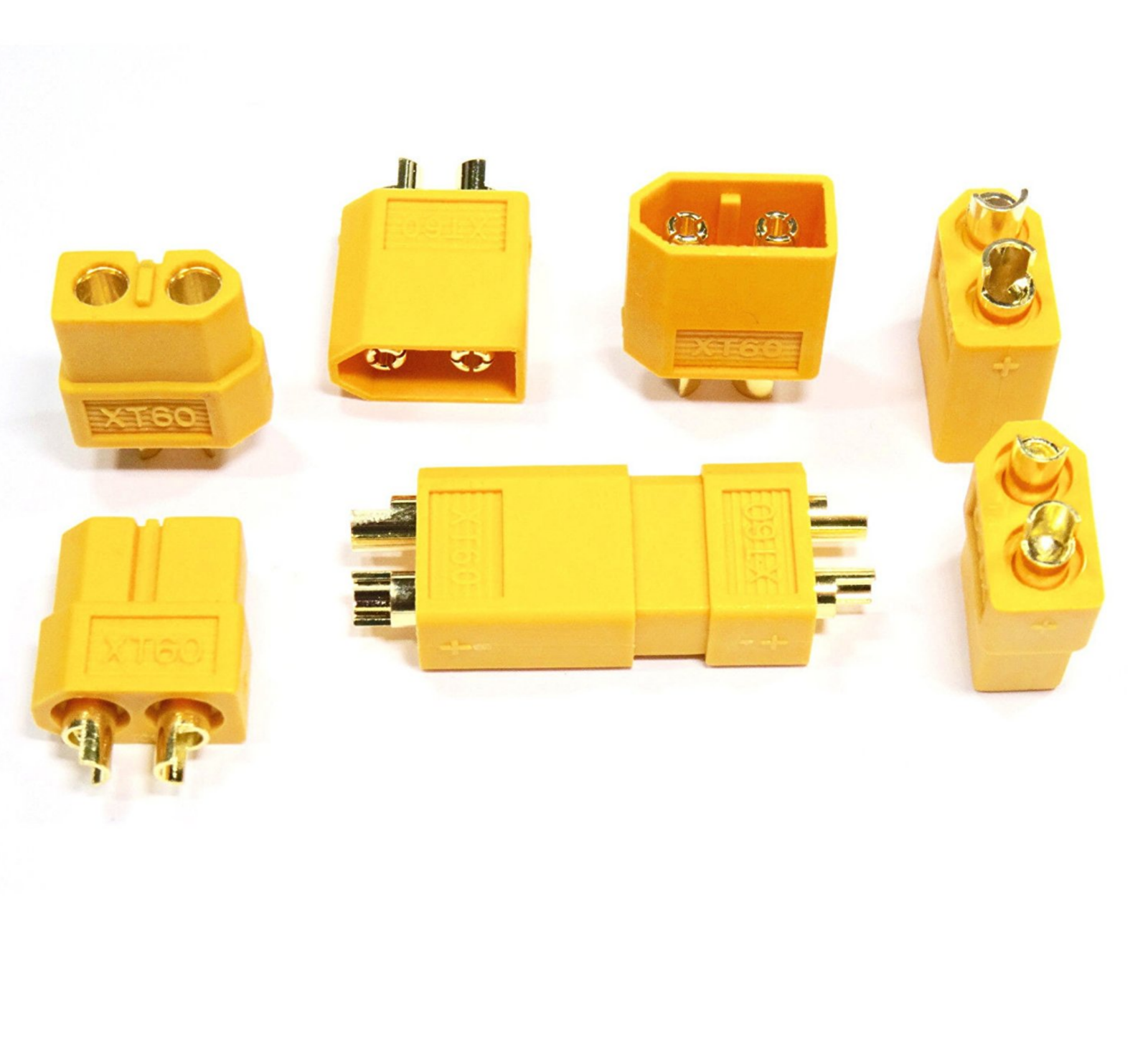 XT60 Stecker Und Buchse Set - 5 Paar Inkl. Schrumpfschläuchen, 60A Hochstrom, Vergoldet