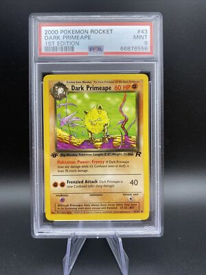 First Edition 2000 Pokemon Team Rocket #43 Dark Primeape PSA Mint 9