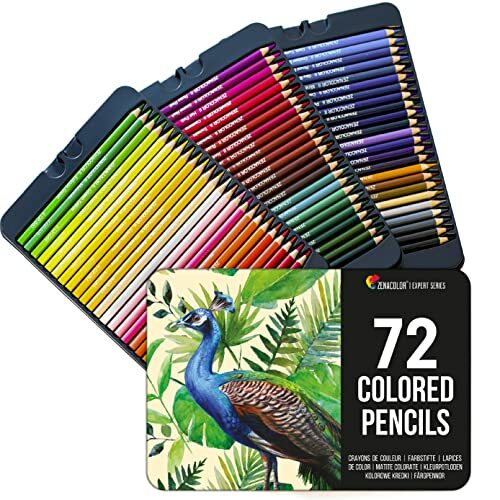 72 Lápices de Colores (Numerado) con Caja de Metal de Zenacolor -...