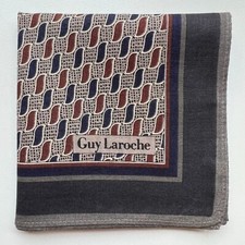 HANDKERCHIEF MEN'S POCKET SQUARE VINTAGE GRAY GEOMETRIC PLAIN COTTON 17" B0384