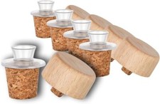 5er-Pack Kunststoff-Ausgießer mit Holz-Deckel und Kork-Stopfen | schmal