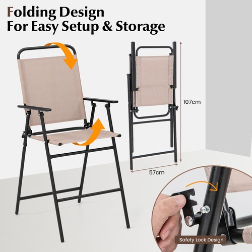 3 PCS Patio Bistro Set Folding Chairs Round Bar Table w/ 4 cm Umbrella Hole Yard - Picture 7 of 11