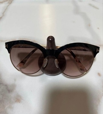 TOM FORD Angela TF438 01F Sunglasses Black Gold Cat Eye Asian Fit Japan