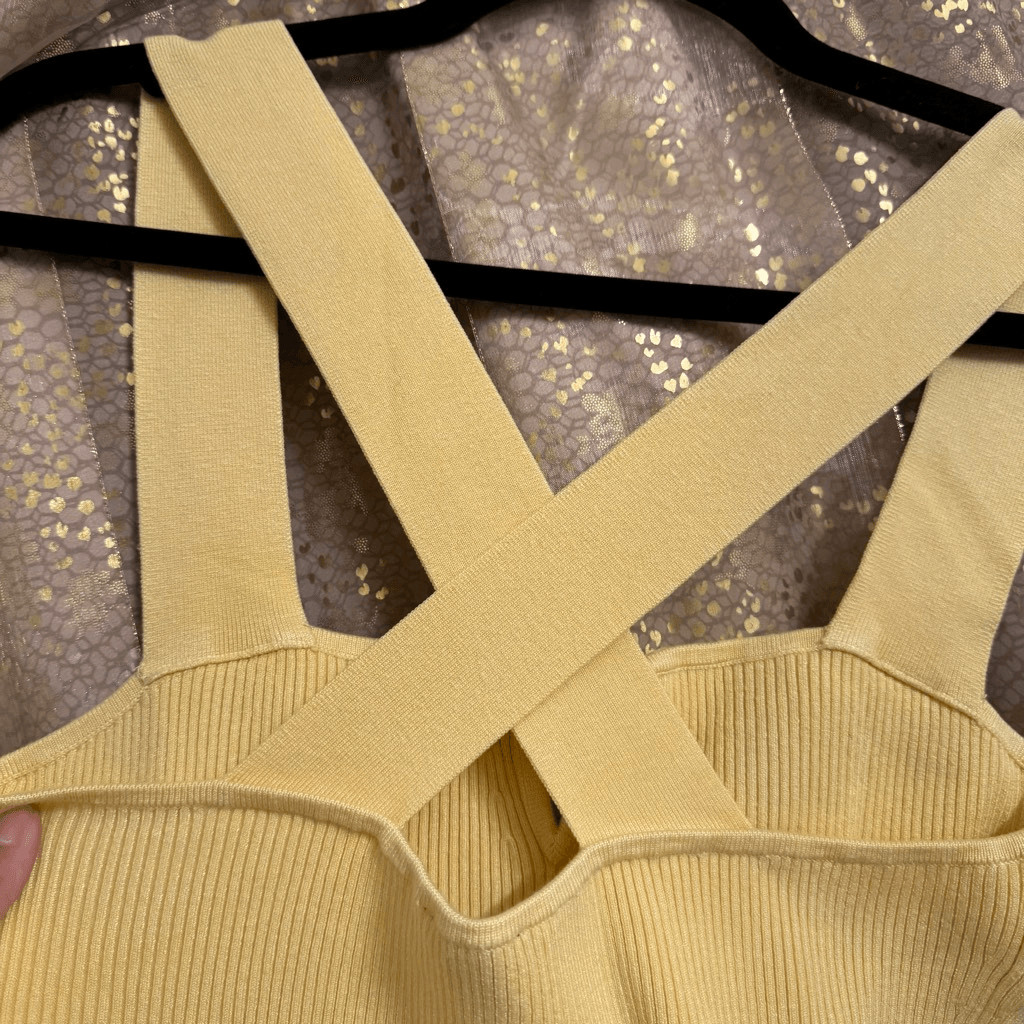 Express Body Contour Cross Back V Wire Pale Yello… - image 6