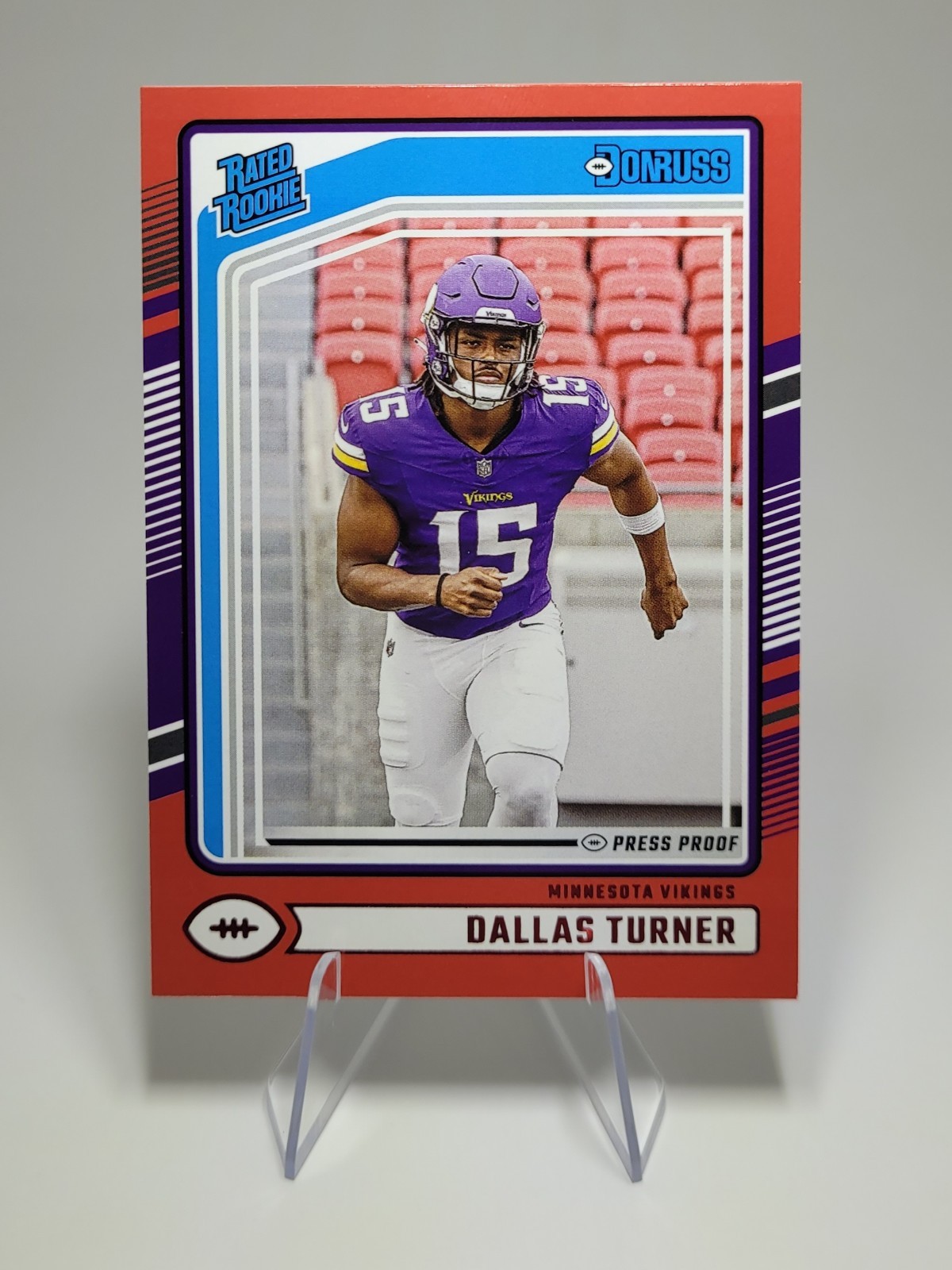 #331 Rated Rookie Dallas Turner Press Proof Red RC Vikings 2024 Panini Donruss