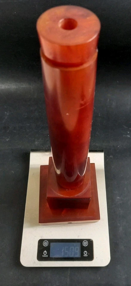 Old Art Déco Large Bakelite Orange Marbled Catalin Rod And Cube Komboloi 1509g  - Photo 4/4