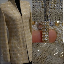 ST JOHN BEIGE/METALLIC GOLD / SHIMMER /RHINESTONES/spangle DAZZL JACKET SZ 6